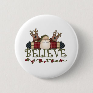 Badge Rond 5 Cm Père Noël et Reindeer font confiance