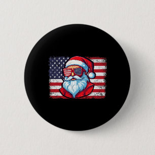Badge Rond 5 Cm Père Noël Face Retro Sungles Noël Noël Noël Hommes