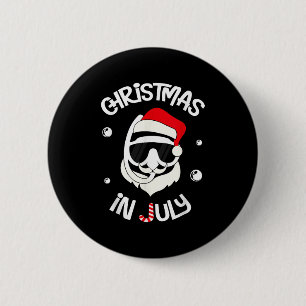 Badge Rond 5 Cm Père Noël Face Xmas Casquette Funky Noël En Juille