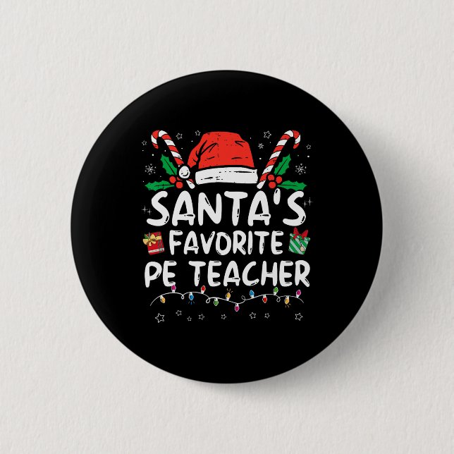 Badge Rond 5 Cm Père Noël Favori PE enseignant Noël Père Noël Fun  (Devant)