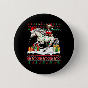 Badge Rond 5 Cm Père Noël French Bulldog équitation Cheval Noël Sw