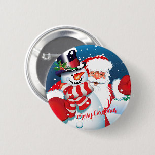 Badge Rond 5 Cm Père Noël & Frosty