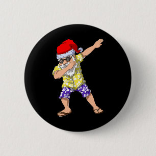 Badge Rond 5 Cm Père Noël Hawaïen Dabbing Noël en Juillet Cadeau E