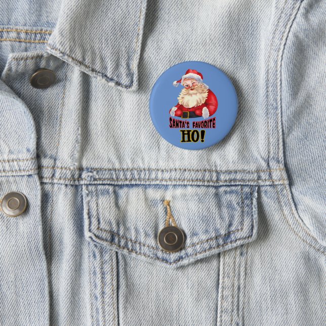 Badge Rond 5 Cm Père Noël - Ho favori (En situation)