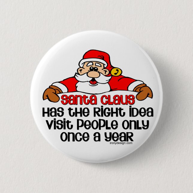 Badge Rond 5 Cm Père Noël Humour (Devant)