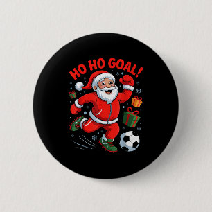Badge Rond 5 Cm Père Noël jouant au football drôle vacances Noël X