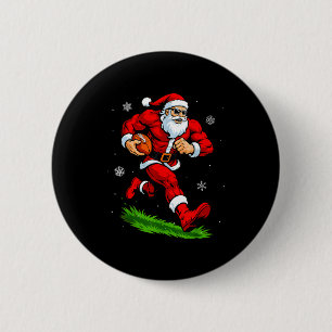 Badge Rond 5 Cm Père Noël jouant au football Xmas Noël drôle footb