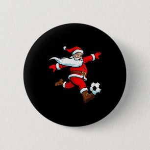 Badge Rond 5 Cm Père Noël joue au football Noël Sports Femmes Homm