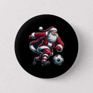Badge Rond 5 Cm Père Noël Joue Soccer Sport Noël Femmes Hommes Enf