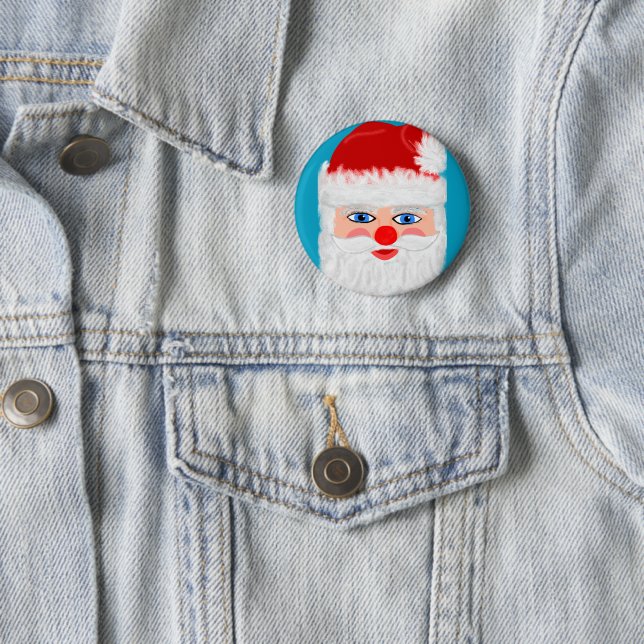 Badge Rond 5 Cm Père Noël jovial (En situation)