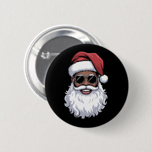 Badge Rond 5 Cm Père Noël Noir Xmas Santa Afro Afro-Américain
