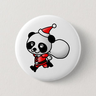 Badge Rond 5 Cm Père Noël Panda