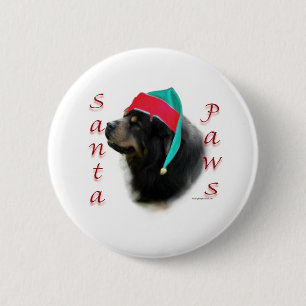 Badge Rond 5 Cm Père Noël Paws, le Mastiff Tibétain
