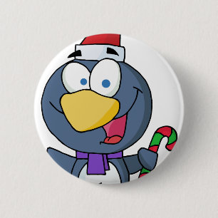 Badge Rond 5 Cm Père Noël Penguin avec Sucre de canne