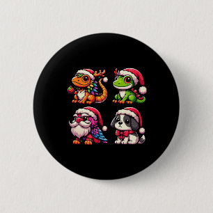 Badge Rond 5 Cm Père Noël Petites aides mignonne animal Noël Colle
