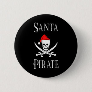 Badge Rond 5 Cm Père Noël Pirate Skull Swords Noël Casquette de No