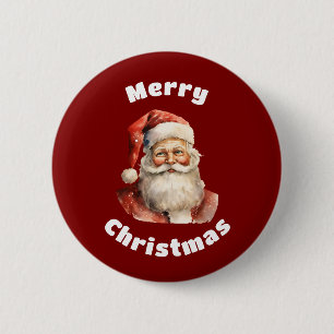 Badge Rond 5 Cm Père Noël Rétro Joyeux Noël