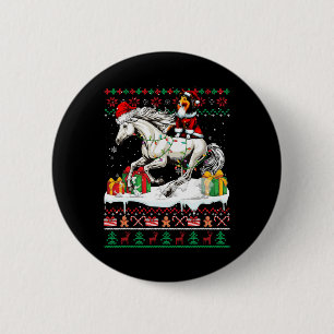 Badge Rond 5 Cm Père Noël Sheltie équitation Cheval de Noël Sweate
