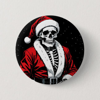 Badge Rond 5 Cm Père Noël squelette