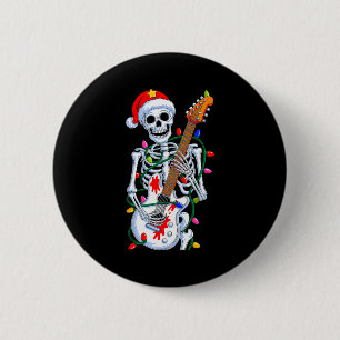 Badge Rond 5 Cm Père Noël squelette rocker de Noël Main de rock Ho