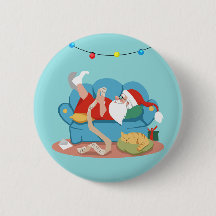 Père Noël sur le canapé en pyjama