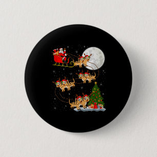 Badge Rond 5 Cm Père Noël surveillant cerf éléphants en vol drôle