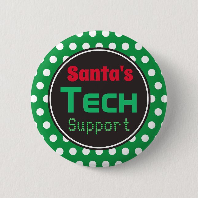 Badge Rond 5 Cm Père Noël Tech Support Épingle de Noël (Devant)