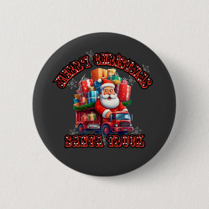 Badge Rond 5 Cm Père Noël Trucker Kids Christmas Festive Holiday M