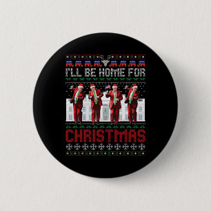 Badge Rond 5 Cm Père Noël Trump Dance Je serai à la maison pour No