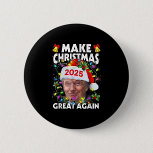 Badge Rond 5 Cm Père Noël Trump Faire Noël de nouveau laid Xmas P