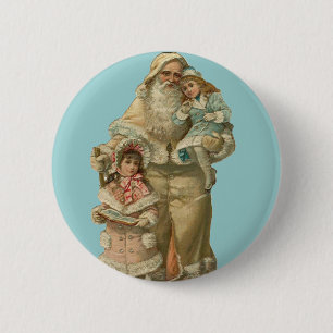 Badge Rond 5 Cm Père Noël victorien - art vintage