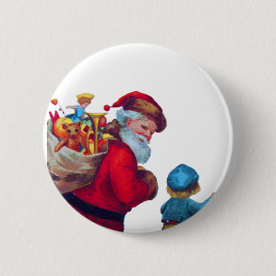BADGE ROND 5 CM PÈRE NOËL VINTAGE 2