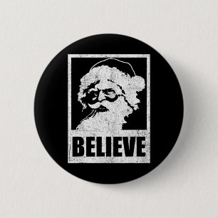 Badge Rond 5 Cm Père Noël vintage Croyez Noël rétro en juillet