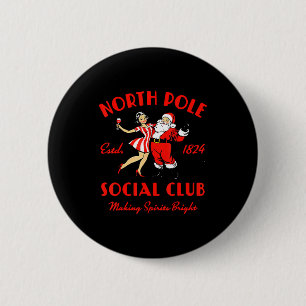 Badge Rond 5 Cm Père Noël vintage et scène de vin de dame North Le