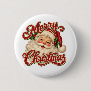 Badge Rond 5 Cm Père Noël VINTAGE, JOYEUX NOËL