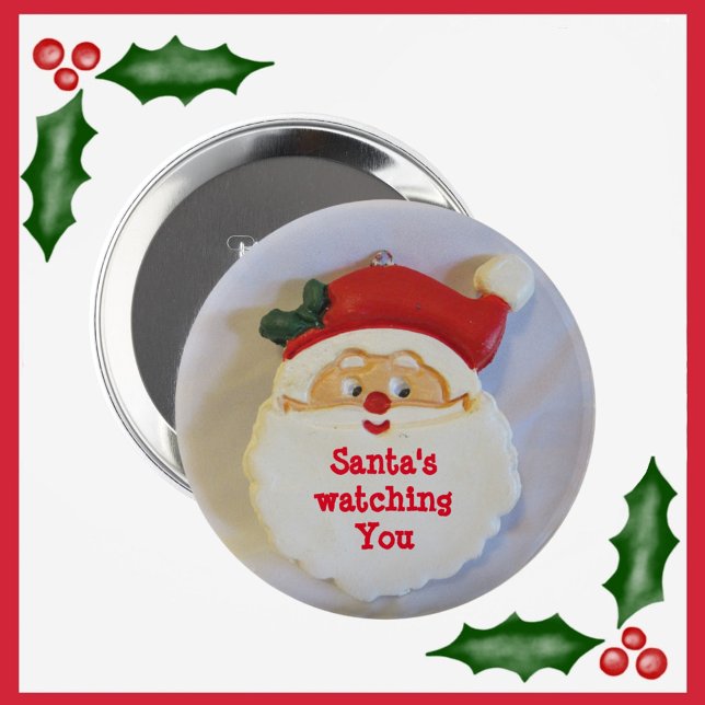 Badge Rond 5 Cm Père Noël vous regarde Noël Pinback (Créateur téléchargé)