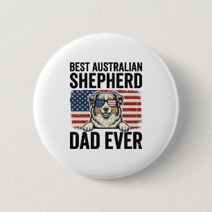 Badge Rond 5 Cm Père Shepherd Australien Patriotique Vintage
