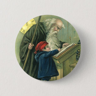 Badge Rond 5 Cm Père Temps vous souhaite une Bonne Année