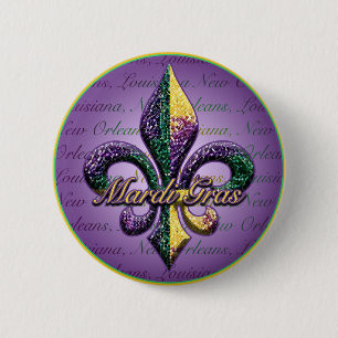 Badge Rond 5 Cm Perle Fleur de lis 2 de mardi gras