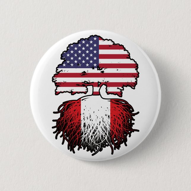 Badge Rond 5 Cm Pérou Amérique péruvienne Etats-Unis drapeau des r (Devant)