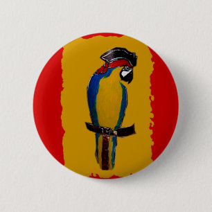 Badge Rond 5 Cm Perroquet bleu