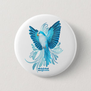 Badge Rond 5 Cm Perroquet bleu Quaker