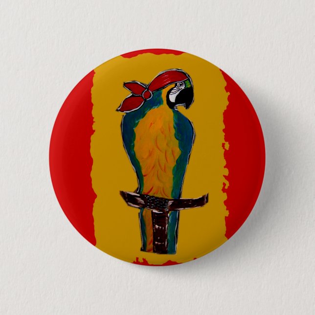 Badge Rond 5 Cm Perroquet Pirate (Devant)
