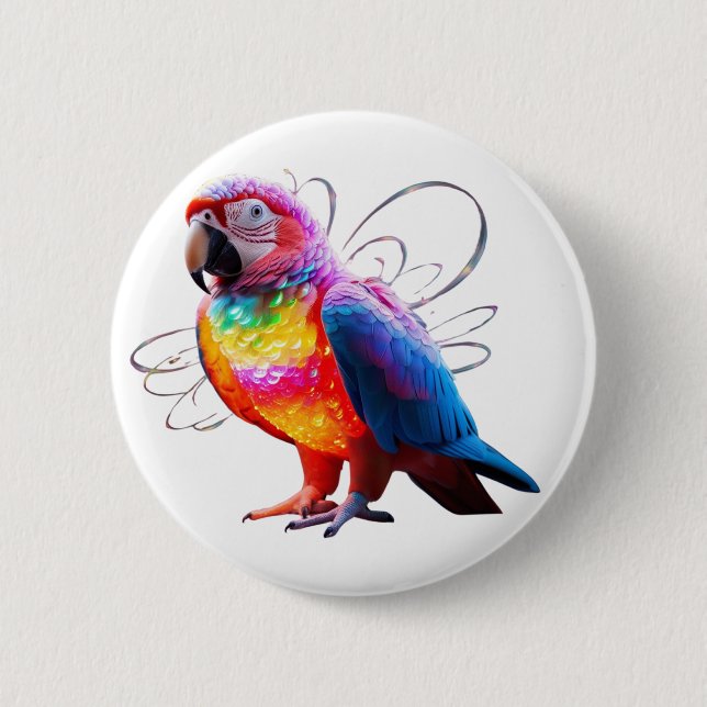 Badge Rond 5 Cm Perroquet vibrant (Devant)