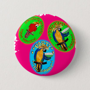 BADGE ROND 5 CM PERROQUETS