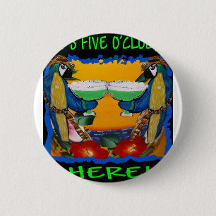 Badge Rond 5 Cm Perroquets de fête