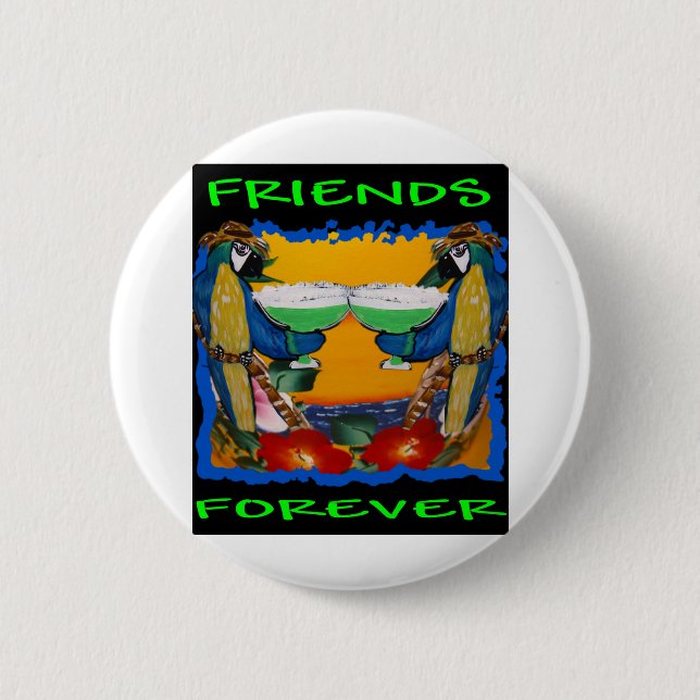 Badge Rond 5 Cm Perroquets de Fête (Devant)