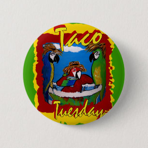 Badge Rond 5 Cm Perroquets de Fête
