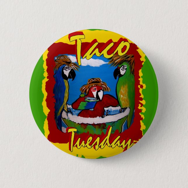 Badge Rond 5 Cm Perroquets de fête (Devant)