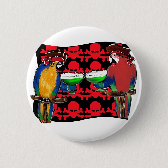 Badge Rond 5 Cm Perroquets de pirates (Devant)
